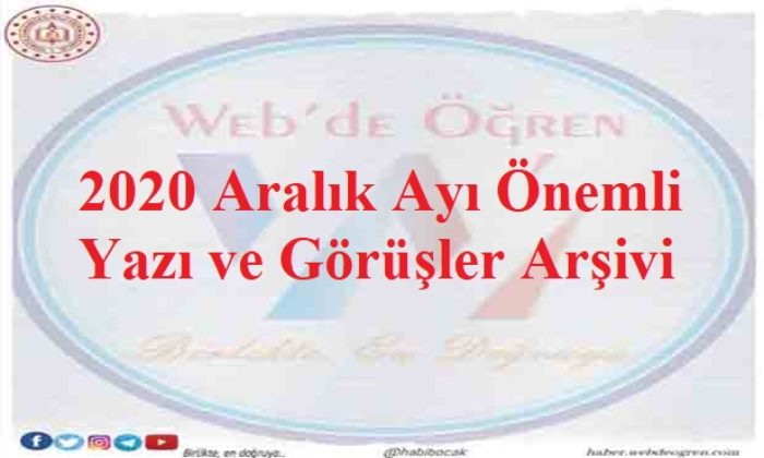 2020 Aralık Ayı Önemli Yazı ve Görüşler Arşivi