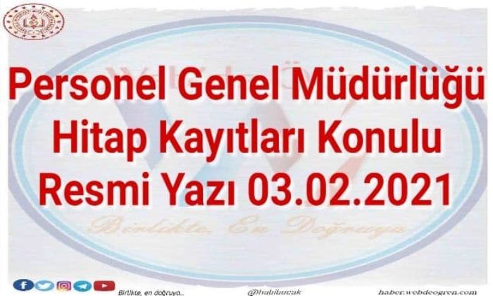 Personel Genel Müdürlüğü Hitap Kayıtları Konulu Resmi Yazı 03.02.2021