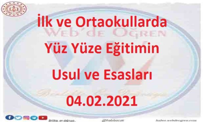 İlk ve Ortaokullarda Yüz Yüze Eğitimin Usul ve Esasları