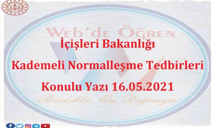 İçişleri Bakanlığı Kademeli Normalleşme Tedbirleri Konulu Yazı 16.05.2021