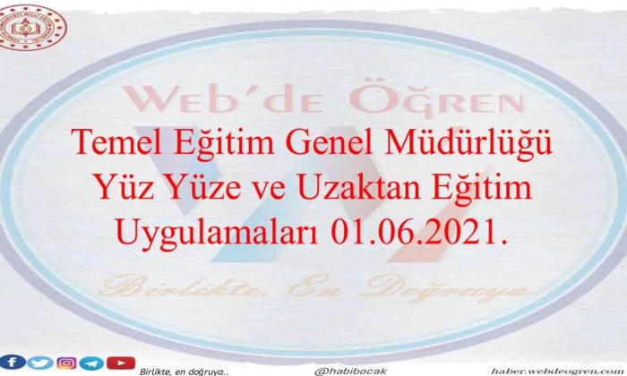 Temel Eğitim Yüz Yüze Uygulamalar 01.06.2021