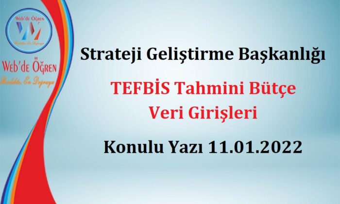 Strateji Geliştirme Başkanlığı TEFBİS Tahmini Bütçe Veri Girişleri Konulu Yazı 11.01.2022