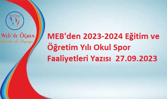 MEBden 2023 2024 Eğitim ve Öğretim Yılı Okul Spor Faaliyetleri Yazısı