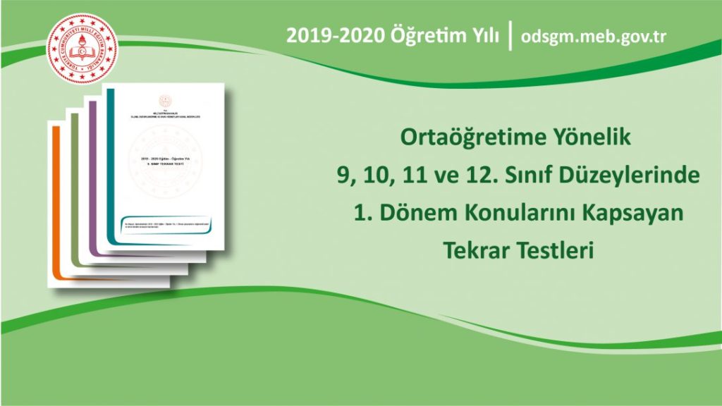 Ortaöğretime Yönelik 9, 10, 11 ve 12. Sınıf Düzeylerinde 1. Dönem Konularını Kapsayan Tekrar Testleri Yayımlandı