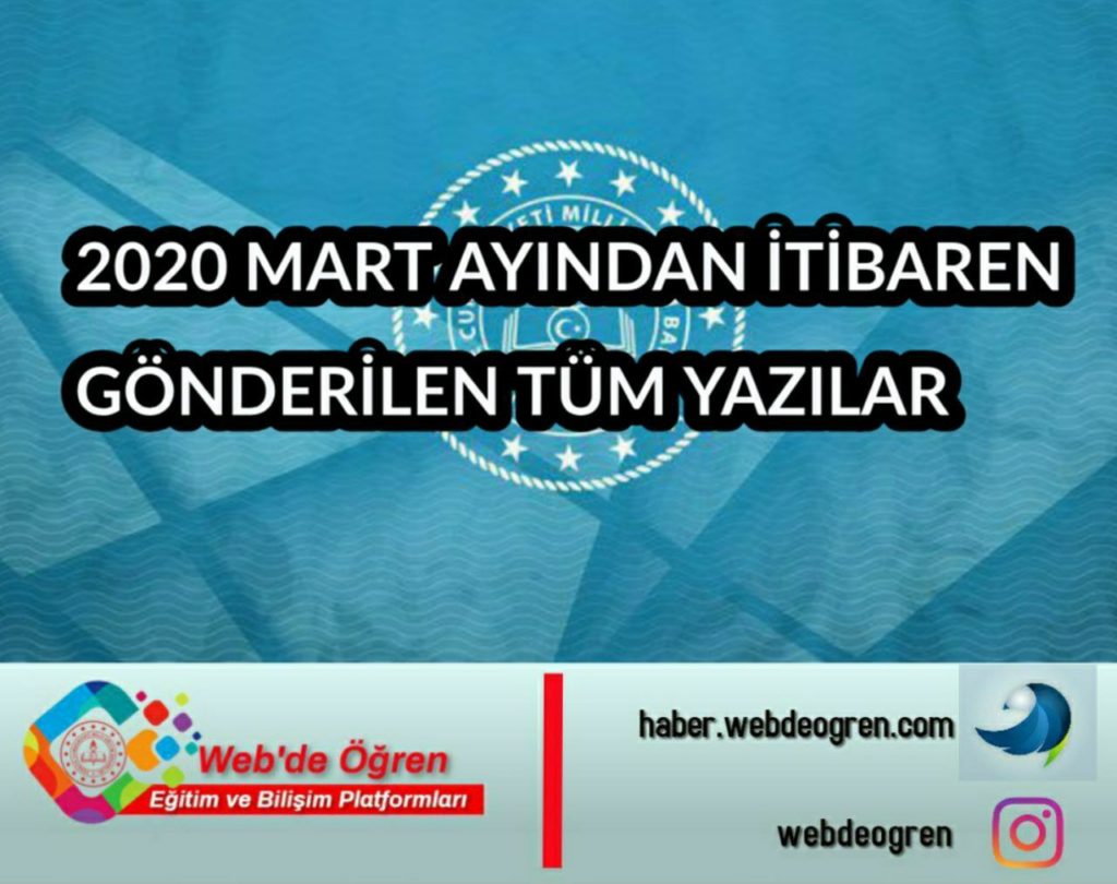 Meb’in 2020 Mart-Nisan Ayında Gönderdiği Önemli Yazı Arşivi