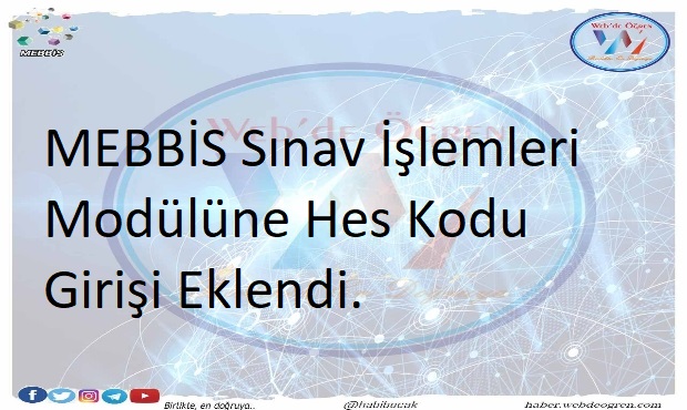 MEBBİS Sınav İşlemleri Modülüne Hes Kodu Girişi Eklendi. | Haber - Web ...