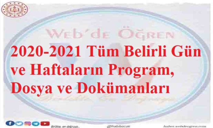 2020-2021 Tüm Belirli Gün ve Haftaların Program, Dosya ve Dokümanları