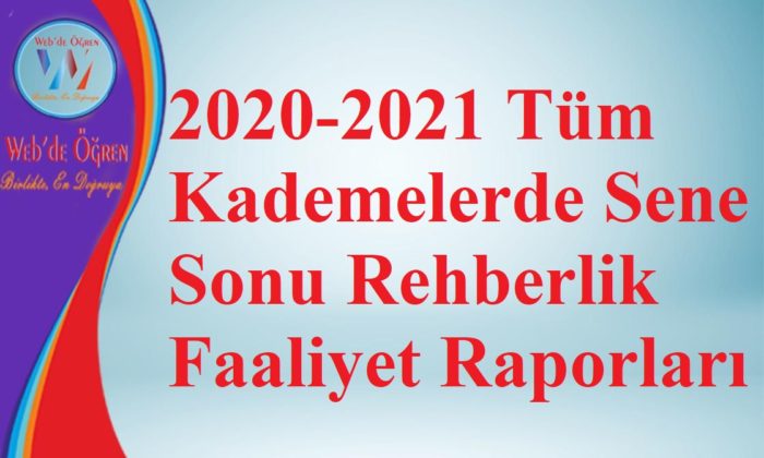2020-2021 Tüm Kademelerde Sene Sonu Rehberlik Faaliyet Raporları