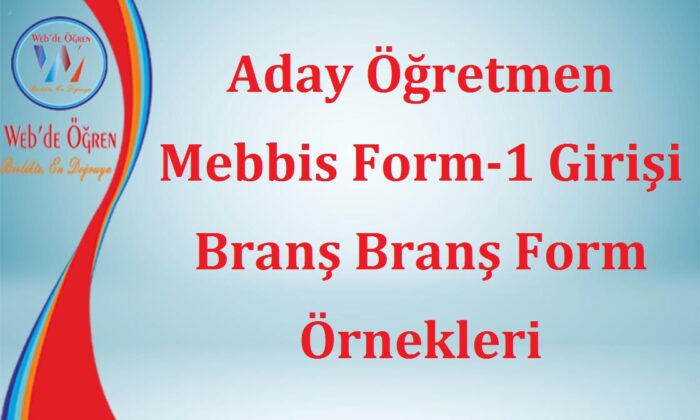 Aday Öğretmen Mebbis Form-1 Girişi Branş Branş Form Örnekleri