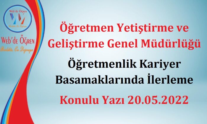 Öğretmen Yetiştirme ve Geliştirme Genel Müdürlüğü Öğretmenlik Kariyer Basamaklarında İlerleme Konulu Yazı 20.05.2022