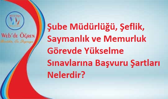 Şube Müdürlüğü, Şeflik, Saymanlık ve Memurluk Görevde Yükselme Sınavlarına Başvuru Şartları Nelerdir?