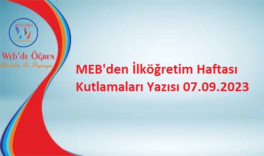 MEB’den İlköğretim Haftası Kutlamaları Yazısı 07.09.2023