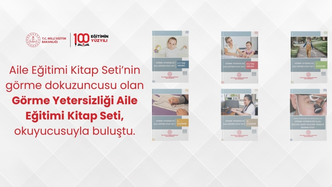 AİLE EĞİTİMİ KİTAP SETİNİN DOKUZUNCU KİTABI OLAN GÖRME YETERSİZLİĞİ AİLE EĞİTİMİ KİTAP SETİ YAYIMLANDI.