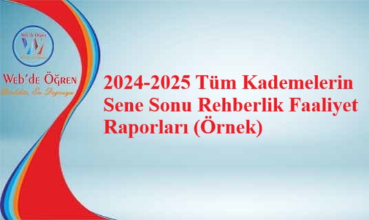 2024-2025 Tüm Kademelerin Sene Sonu Rehberlik Faaliyet Raporları (Örnek)