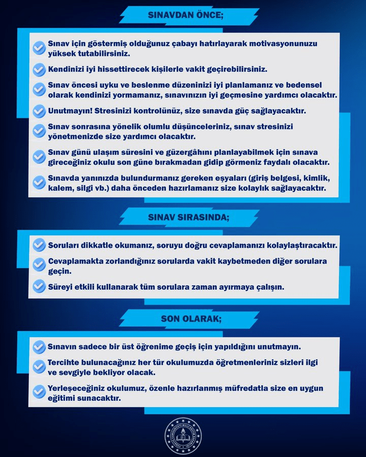 MEB’den LGS Öncesi Öğrencilere Tavsiyeler