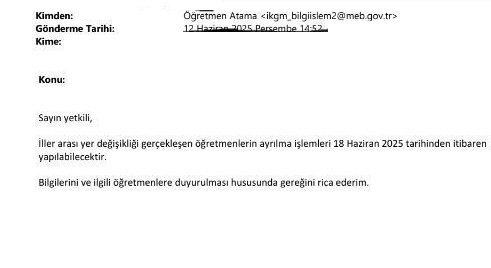 İller Arası Ataması Yapılan Öğretmenler İlişiklerini Erken Kesebilecek!