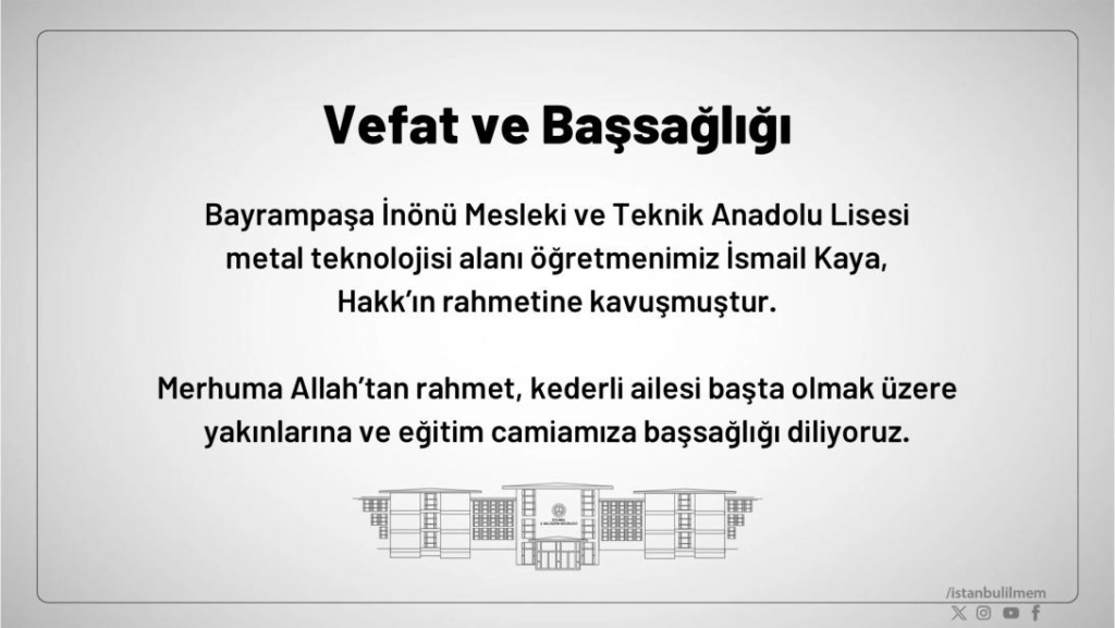 Metal Teknolojisi Öğretmeni Hayatını Kaybetti