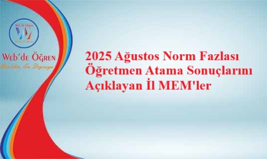 2025 Ağustos Norm Fazlası Öğretmen Atama Sonuçlarını Açıklayan İl MEM’ler