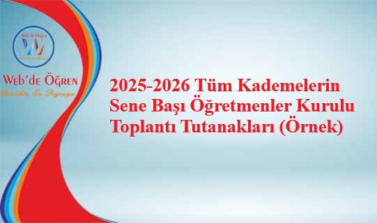 2025-2026 Tüm Kademelerin Sene Başı Öğretmenler Kurulu Toplantı Tutanakları (Örnek)