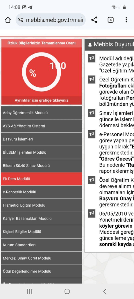 Öğretmenler Ek Ders Puantajlarını Görebilecek