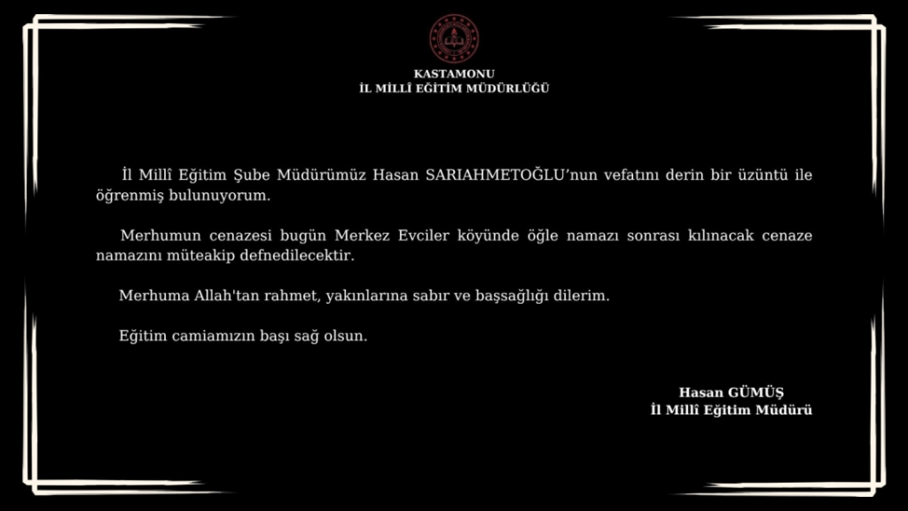 Milli Eğitim Şube Müdürü Yakalandığı Hastalık Yenik Düştü